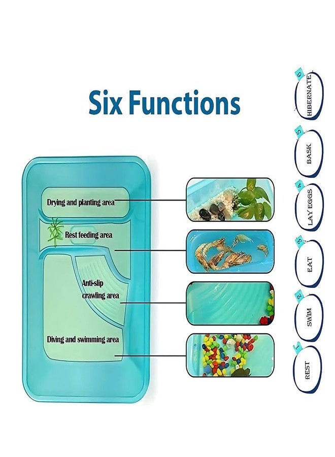 PET FUN حوض أسماك PET FUN للسلاحف مع غطاء | موطن للسلاحف، جراد البحر، الزواحف، وسرطانات الناسك | منحدر للتشمس، منطقة سباحة، وخزنة مع نظام لمنع الهروب (بدون ملحقات) (متوسط) - Image 3